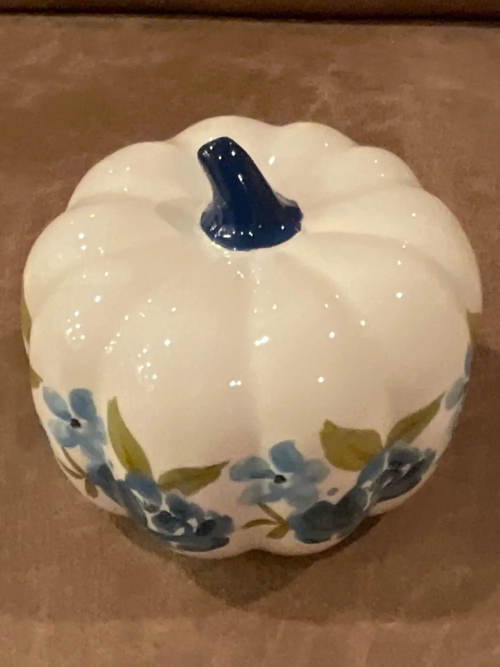 Ceramic Blue Floral Pumpkin